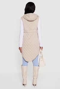 Womens Button Front Hooded Anorak Vest, M