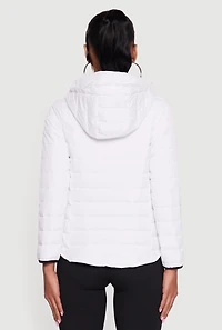 Nylon Hooded Quilted Puffer Jacket with Zip Pockets