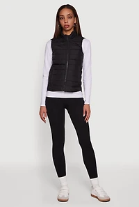 Mock Neck Zip Front Puffer Vest