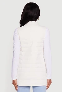 Nylon Zip Front Mock Neck Puffer Vest