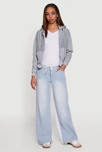 Quilted Zip Front Hoodie