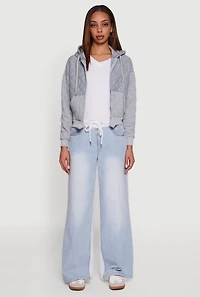 Quilted Zip Front Hoodie