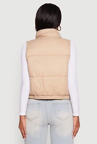 Womens Nylon Mock Neck Puffer Vest,