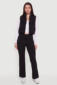 Womens Cropped Mock Neck Puffer Vest,