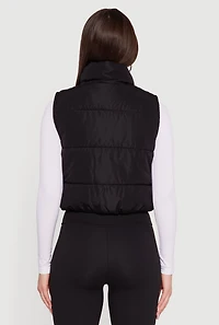 Womens Cropped Mock Neck Puffer Vest,