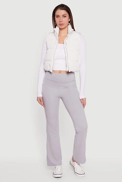 Cropped Mock Neck Puffer Vest