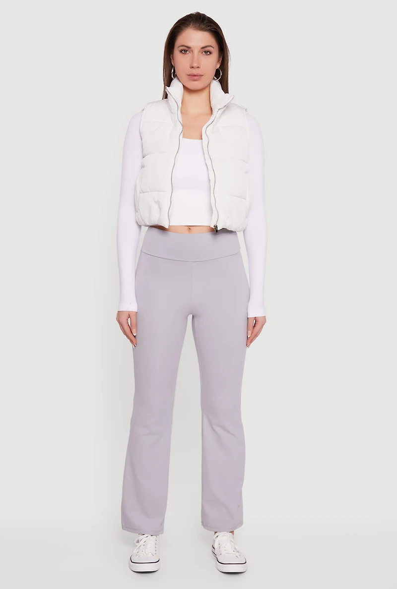 Cropped Mock Neck Puffer Vest