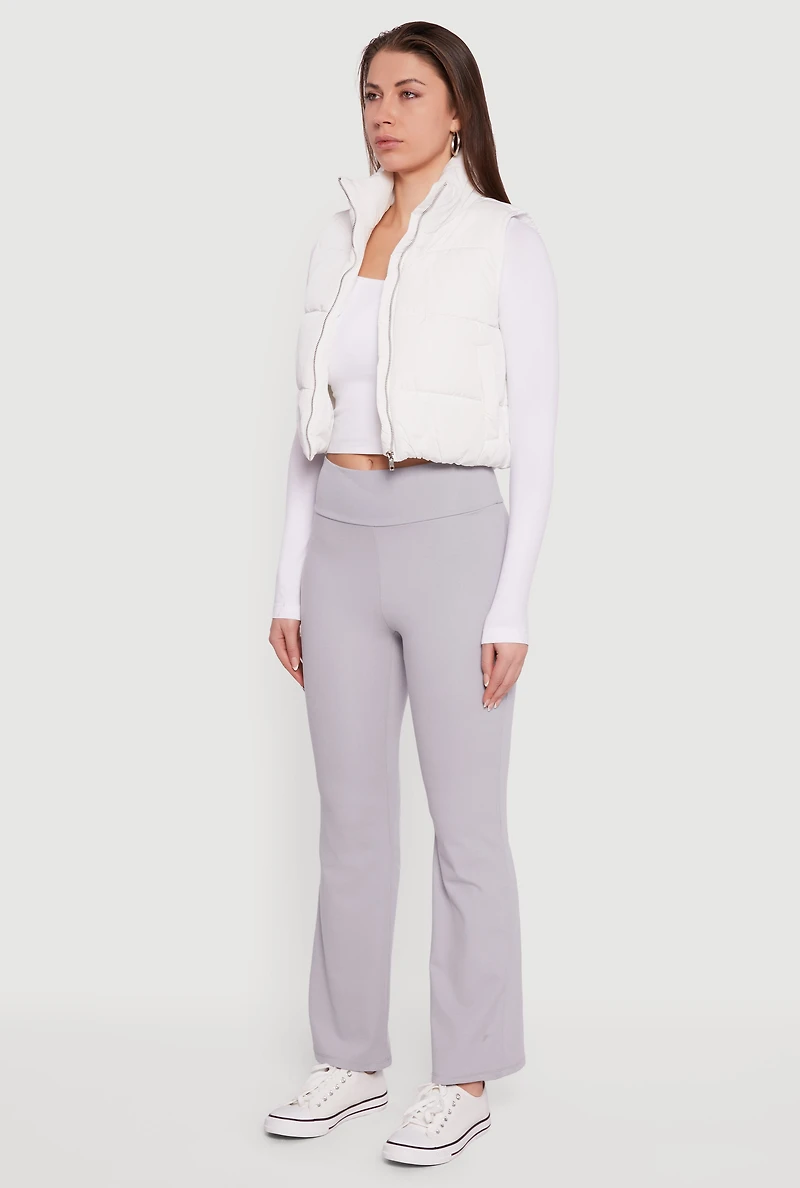 Cropped Mock Neck Puffer Vest