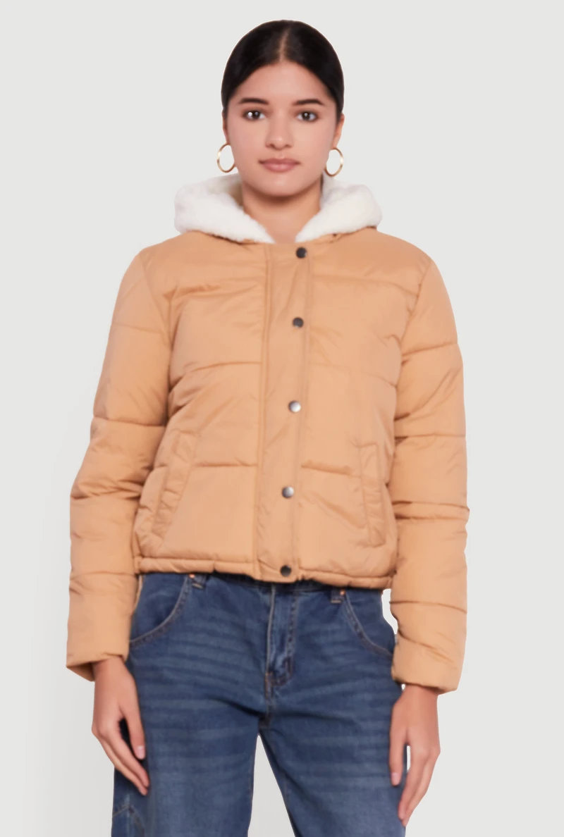 Faux Fur Lined Hooded Puffer Jacket