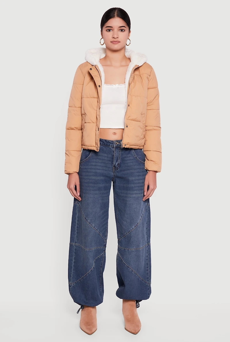 Faux Fur Lined Hooded Puffer Jacket