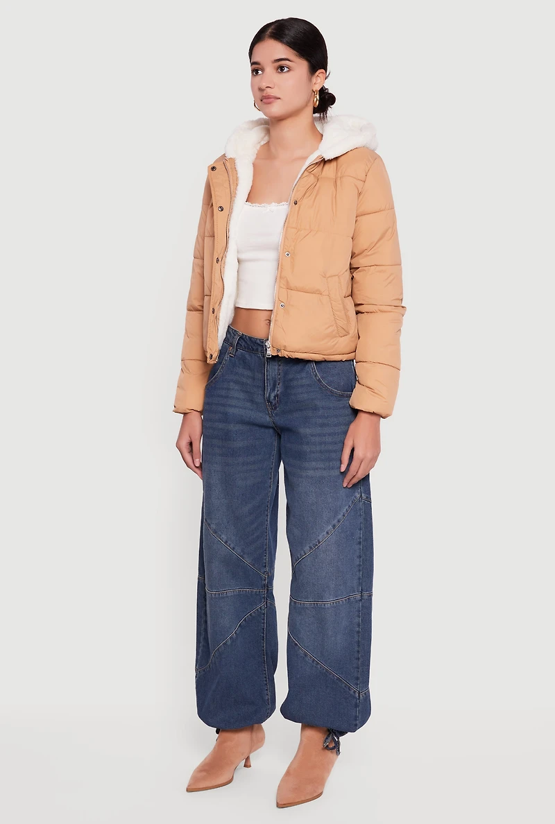 Faux Fur Lined Hooded Puffer Jacket