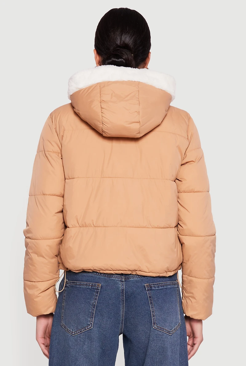Faux Fur Lined Hooded Puffer Jacket