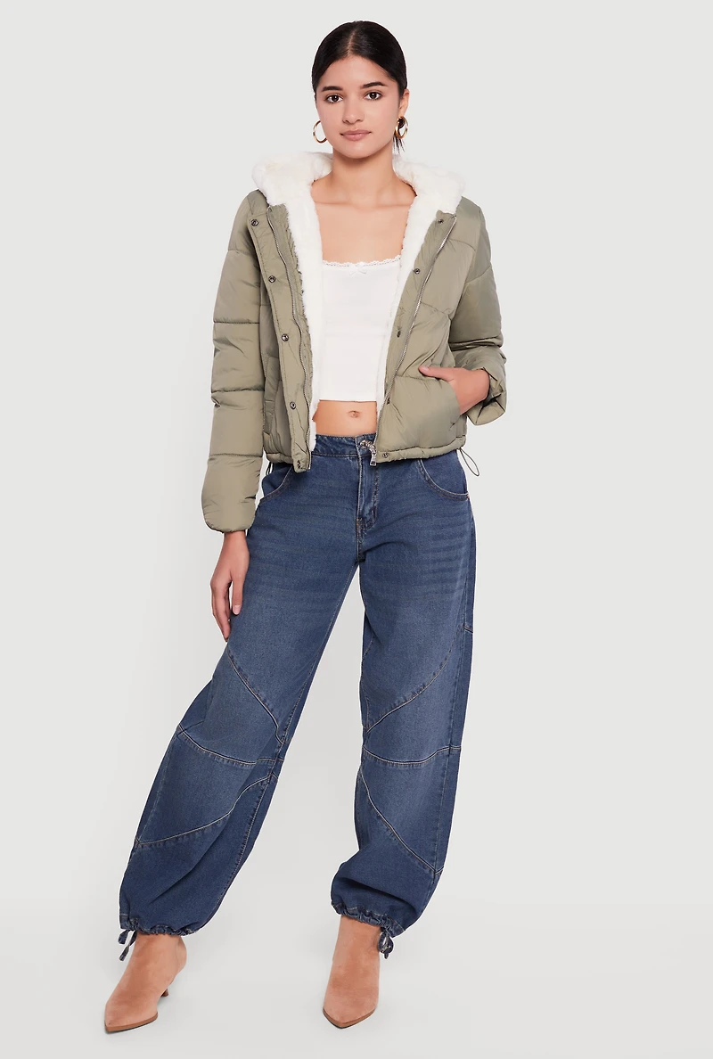 Faux Fur Lined Hooded Puffer Jacket