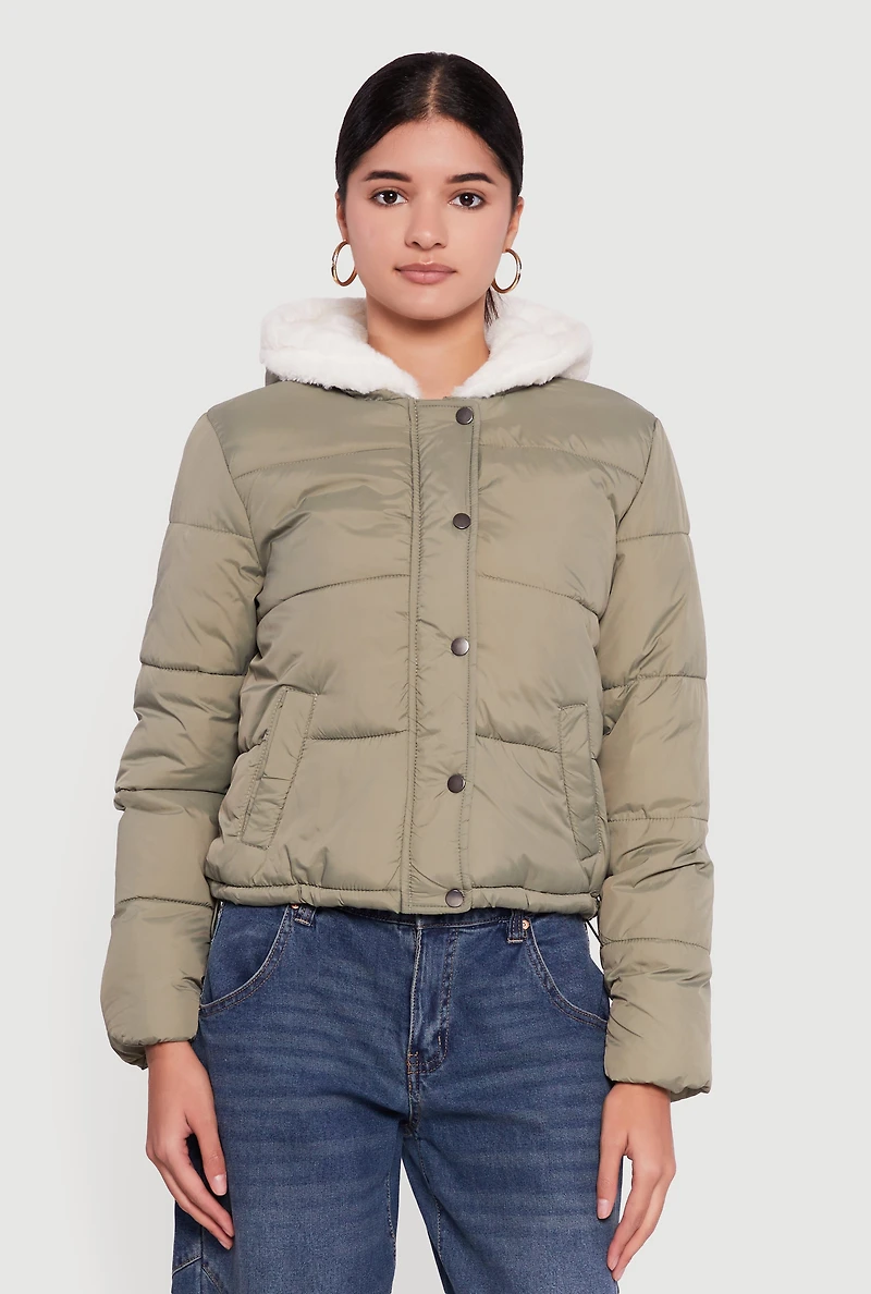 Faux Fur Lined Hooded Puffer Jacket
