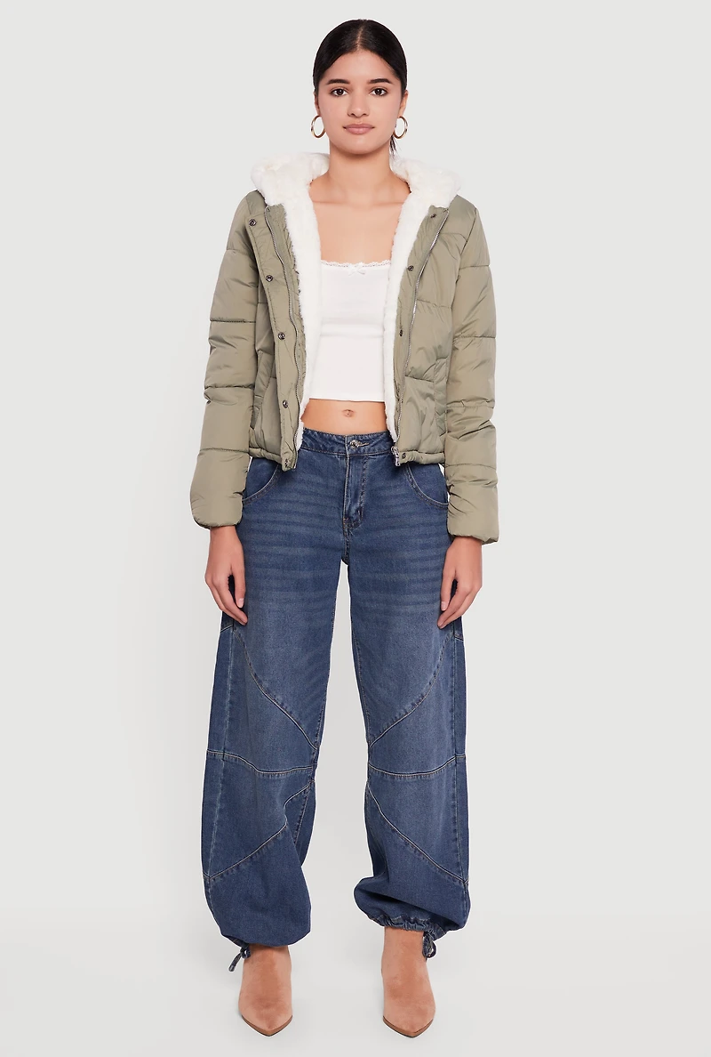 Faux Fur Lined Hooded Puffer Jacket