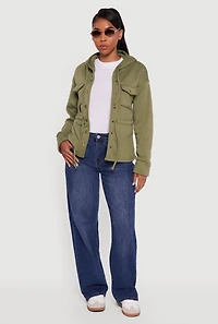 Sherpa Lined Snap Button Front Anorak Jacket