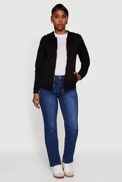 Womens Zip Front Hooded Sherpa Lined Sweatshirt,