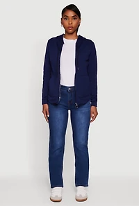 Womens Zip Front Hooded Sherpa Lined Sweatshirt, Blue, Size XL