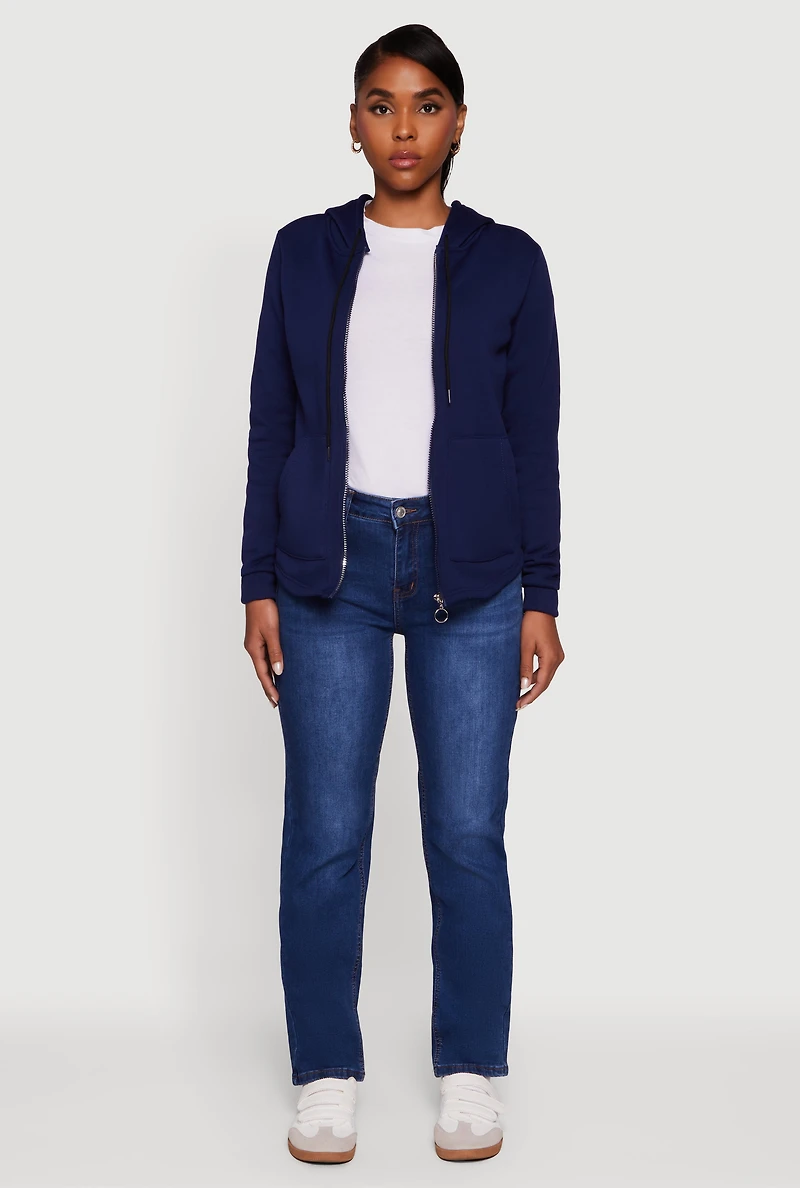 Zip Front Hooded Sherpa Lined Sweatshirt