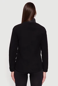 Womens Nylon Detail Zip Front Fleece Sweatshirt, Black, Size L