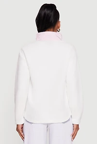Womens Nylon Detail Zip Front Fleece Sweatshirt, White, Size XL