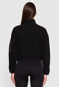 Womens Kangaroo Pocket Half Zip Mock Neck Sweatshirt, Black,