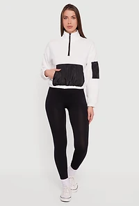 Kangaroo Pocket Half Zip Mock Neck Pullover
