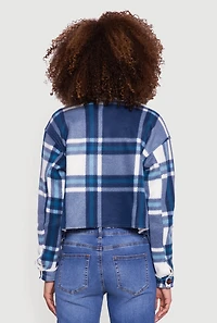 Womens Cozy Sherpa Lined Plaid Shacket,