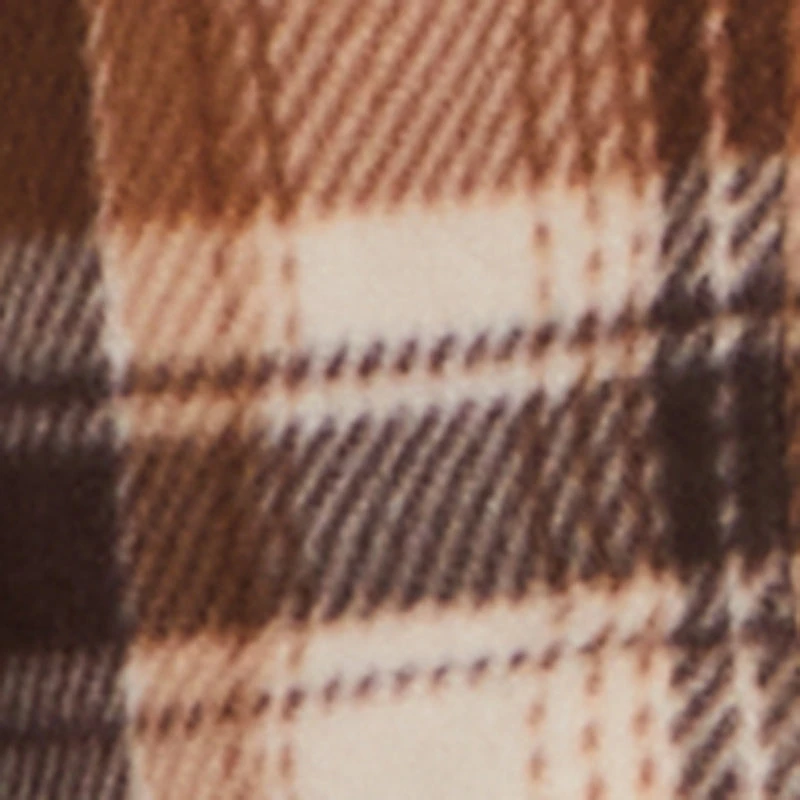 Plaid Sherpa Lined Fleece Long Sleeve Button Front Jacket