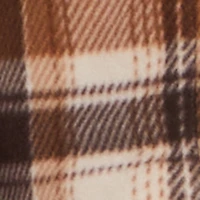 Plaid Sherpa Lined Fleece Long Sleeve Button Front Jacket
