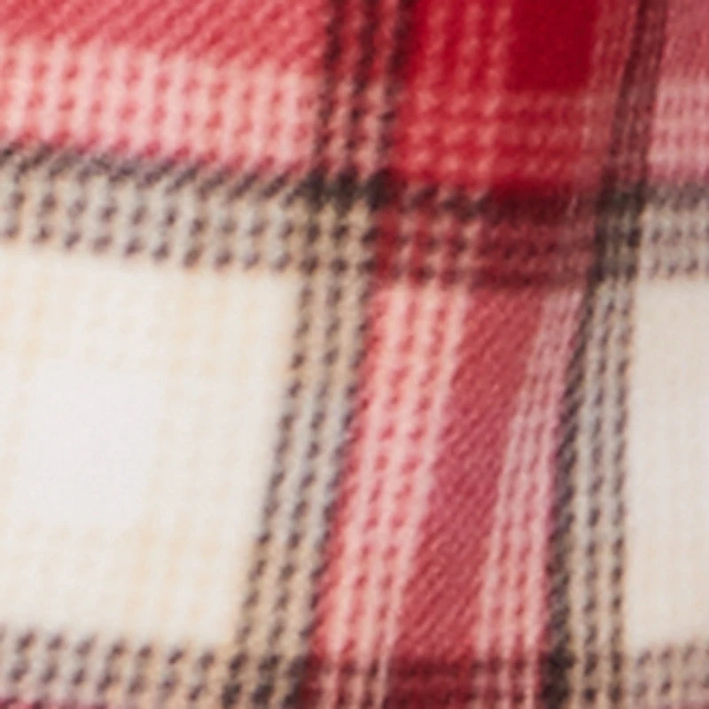 Plaid Sherpa Lined Fleece Long Sleeve Button Front Jacket
