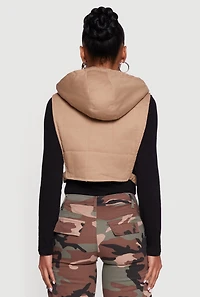 Womens Side Buckle Hooded Zip Front Quilted Vest, ,