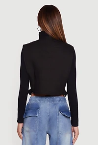 Side Buckle Detail Cropped Mock Neck Vest