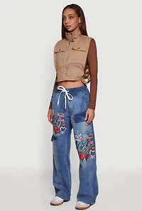 Side Buckle Detail Cropped Mock Neck Vest