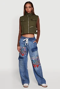 Side Buckle Detail Cropped Mock Neck Vest