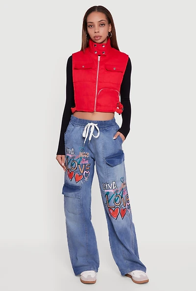 Side Buckle Detail Cropped Mock Neck Vest