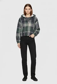 Plaid Sherpa Lined Hooded Jacket
