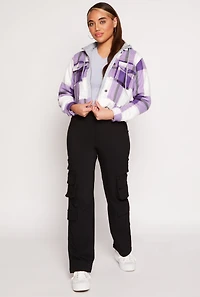 Plaid Sherpa Lined Hooded Jacket