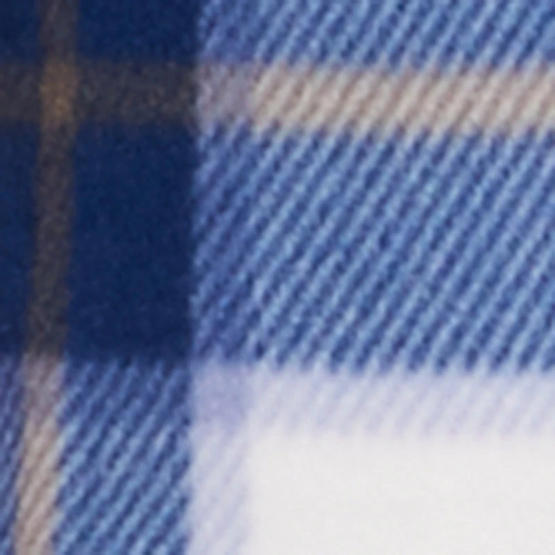 Plaid Patterned Hooded Open Front Sherpa Jacket