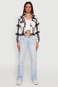 Plaid Sherpa Lined Button Front Shacket