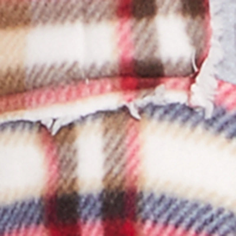 Plaid Zip Front Cropped Hooded Sherpa Shacket