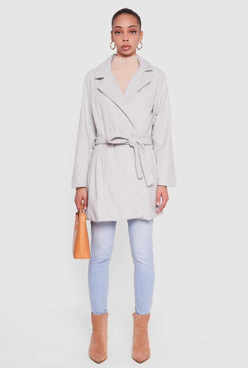 Wool Collared Wrap Coat