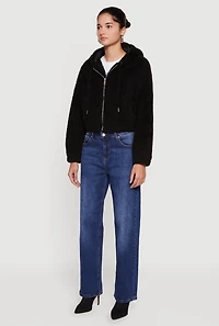 Sherpa Hooded Zip Front Jacket