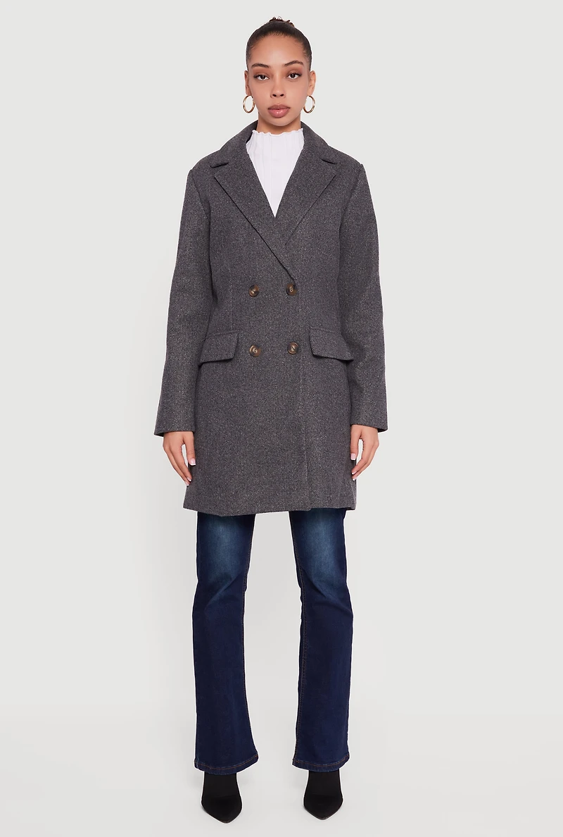 Long Sleeve Collared Double Breasted Trench Coat