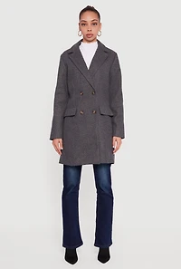 Long Sleeve Collared Double Breasted Trench Coat