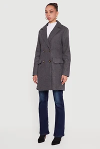 Womens Long Sleeve Collared Double Breasted Trench Coat, Grey, Size M