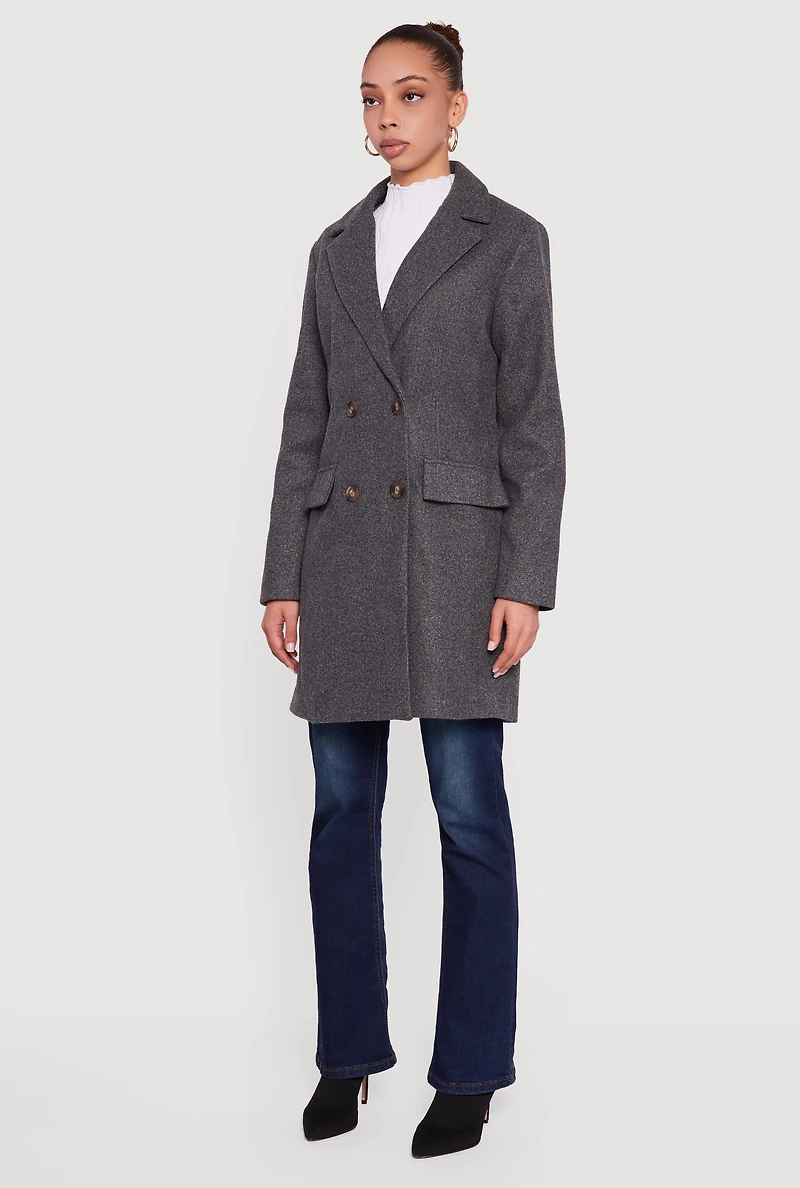 Long Sleeve Collared Double Breasted Trench Coat