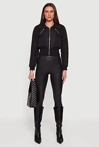 Collared Long Sleeve Zip Front Puffer Jacket