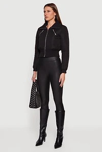 Collared Long Sleeve Zip Front Puffer Jacket