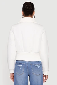 Collared Long Sleeve Zip Front Puffer Jacket